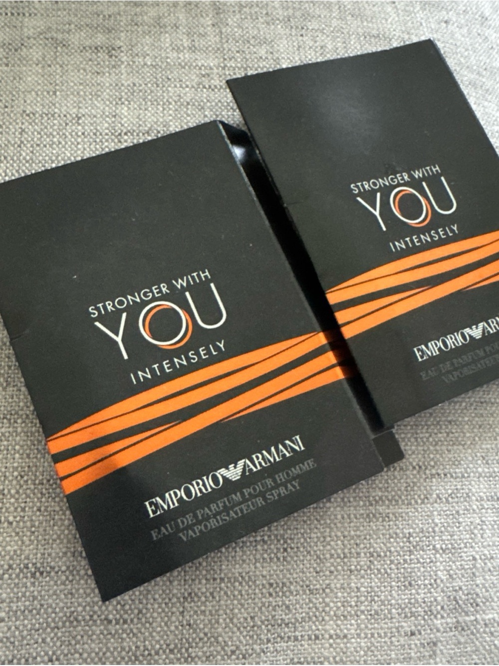 LOT OF 2 Emporio Armani stronger with you intensely sample spray travel size